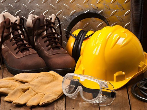Personal protective workwear on the floor Personal protective workwear on the floor